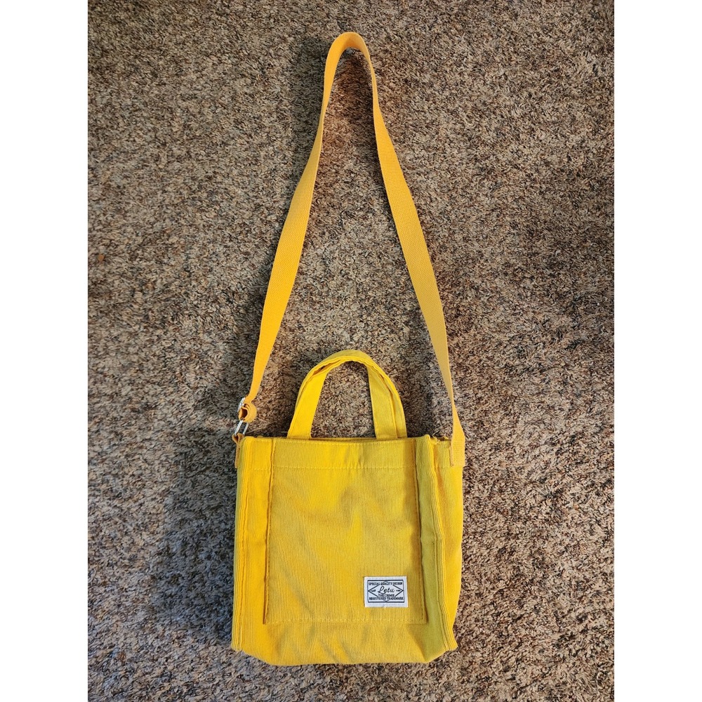 Letu The Crimie Yellow Corduroy Mini Tote Bag Crossbody Handbag